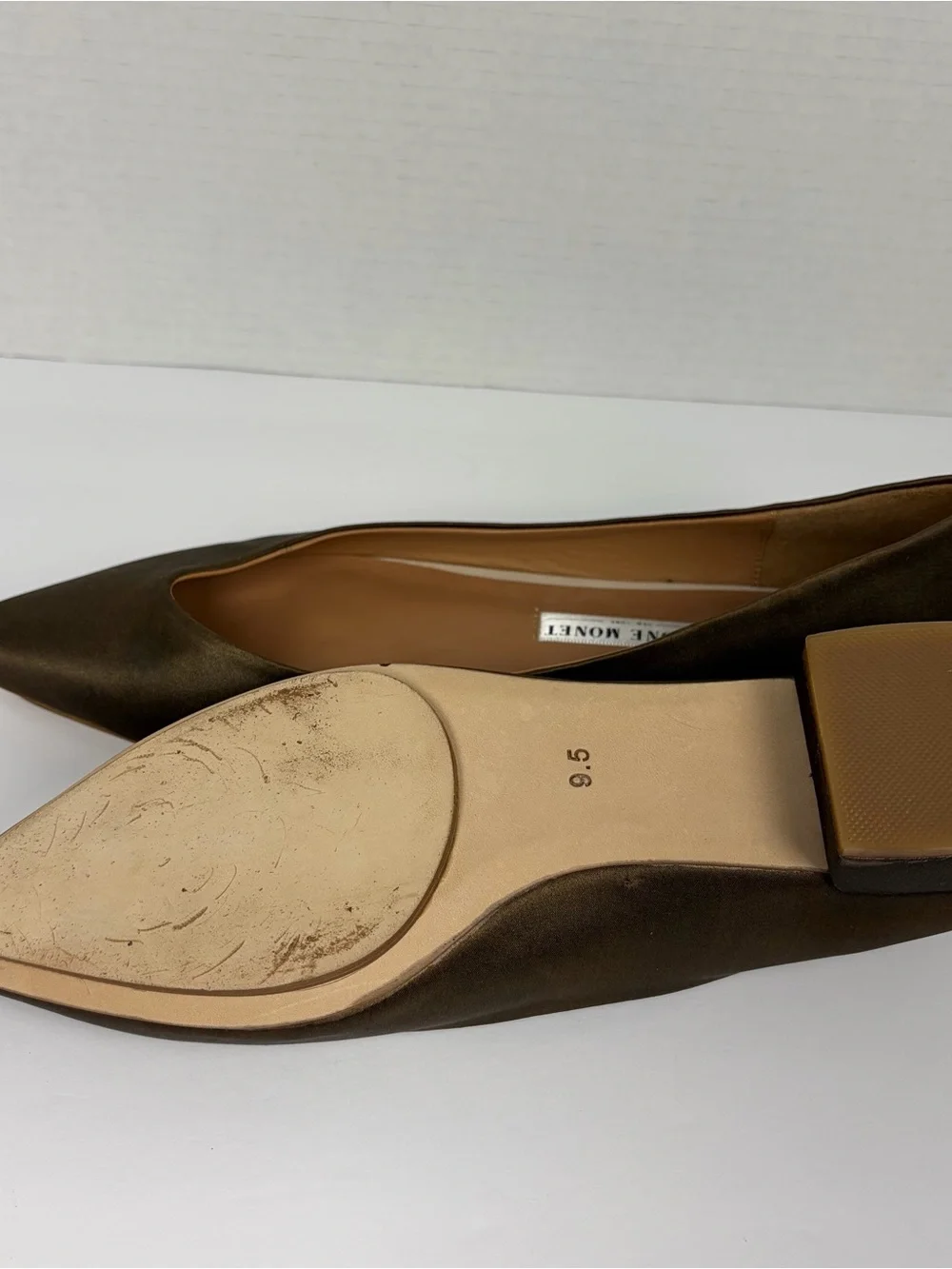Salone Monet Bronze Satin Pointed Toe Flats Size 9.5